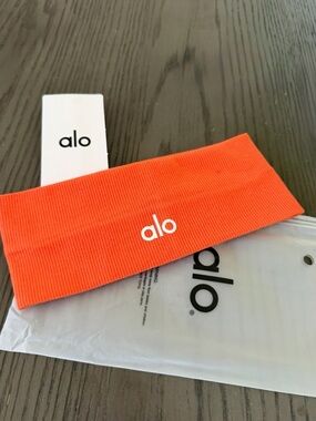 ALO Yoga Orange Ribbed Logo Headband